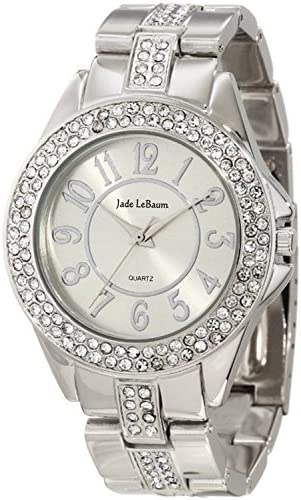 Jade LeBaum Silver Watch for Women Bling Bracelet Watch Rhinestone Crystal Embel…