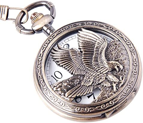 ShoppeWatch Eagle Pocket Watch with Chain | Vintage Pocket Watch Quartz Movement…