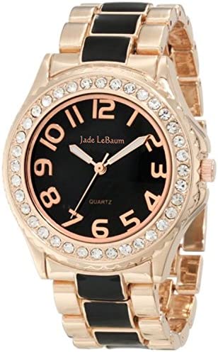 Jade LeBaum Womens Boyfriend Bracelet Watch Two Tone Rose Gold and Black Chunky …