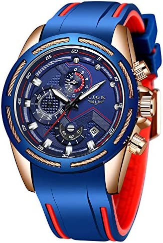 Men’s Watch Fashion Waterproof Chronograph Luxury Analog Quartz Male Watches Cla…