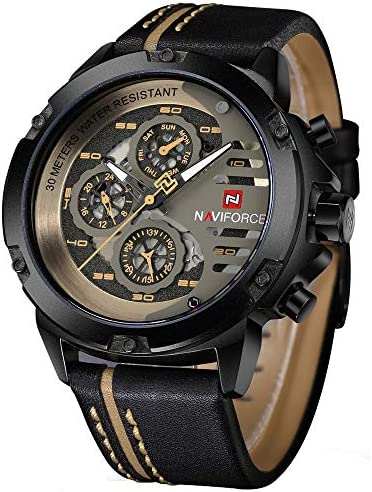 NAVIFORCE Sport Military Watches for Men Waterproof Watch Analog Quartz Leather …