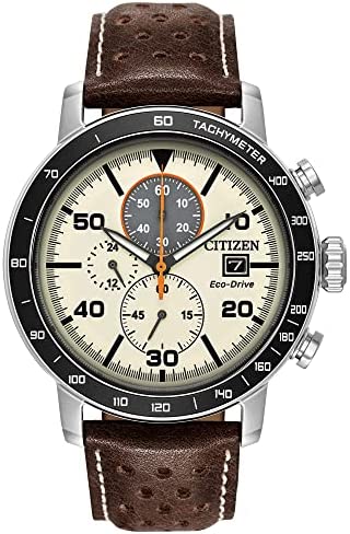 Citizen Eco-Drive Brycen Chronograph Mens Watch, Stainless Steel with Leather St…