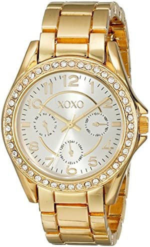XOXO Women’s XO178 Rhinestone-Accented Gold-Tone Watch