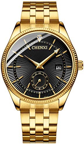 Fanmis Men’s Luxury Analog Quartz Gold Wrist Watches Business Stainless Steel Ba…