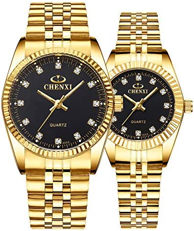 Couple Watches Swiss Brand Golden Watch Men Women Stainless Steel Waterproof Qua…