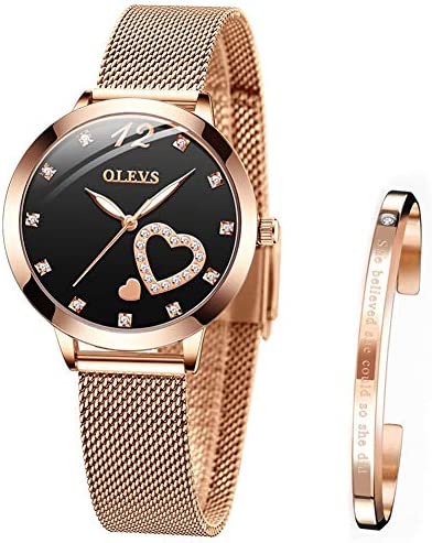Verhux Wrist Watches for Women Fashion Rose Gold Stainless Steel Waterproof Anal…
