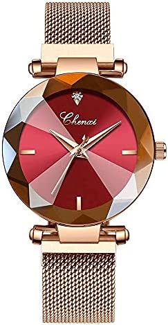 Fashion Watches for Women Japan Quartz Rose Gold Watch Stainless Steel Mesh Band…