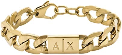 Armani Exchange Men’s Gold-Tone Stainless Steel Chain Bracelet (Model: AXG007871…