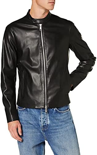 A|X ARMANI EXCHANGE Men’s Fitted Full Zip Eco Leather Jacket