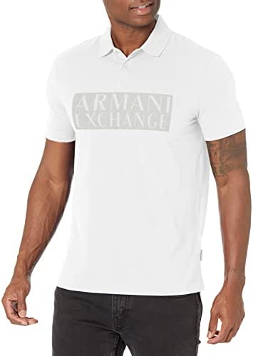 A|X ARMANI EXCHANGE Men’s Flower Box Logo Stretch Polo Shirt