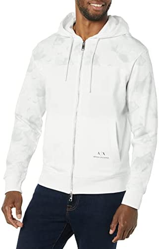 A|X ARMANI EXCHANGE Men’s Floral Block Jersey Zip Up Hooded Sweatshirt