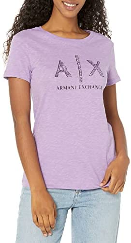 A|X ARMANI EXCHANGE Women’s Sequined a/X Logo Regular Fit T-Shirt