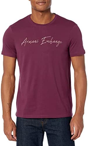 A|X ARMANI EXCHANGE Men’s Embroidered Cursive Logo Slim T-Shirt