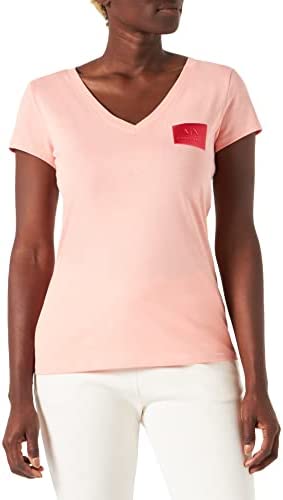 A|X ARMANI EXCHANGE Women’s Embossed Patch Logo V-Neck Slim Fit T-Shirt