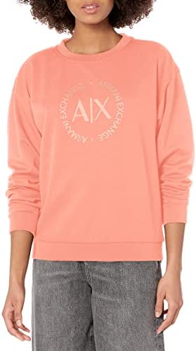 A|X ARMANI EXCHANGE Women’s Circle Logo Pullover Sweatshirt