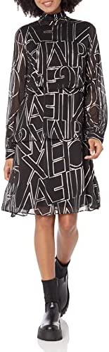 A|X ARMANI EXCHANGE Women’s Foil Printed Chiffon Tiered Dress