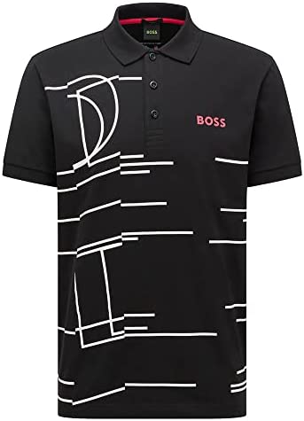 Hugo Boss Men’s Black Paddy 3 Large Logo Short Sleeve Polo T-Shirt
