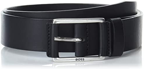 Hugo Boss Men’s Wide Silver Buckle Smooth Leather Belt