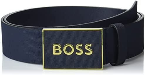 Hugo Boss Men’s Icon Logo Plaque Leather Belt