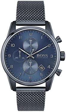 BOSS Hugo by Hugo Black Men’s Quartz Watch with Stainless Steel Strap, Blue, 22 …