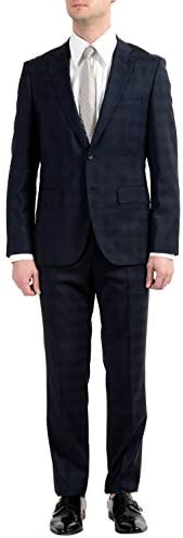 Hugo Boss “Johnstons2/Lenon Men’s 100% Wool Blue Plaid Two Button Suit US