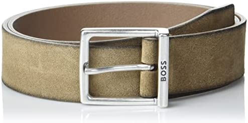 Hugo Boss Men’s Soft Suede Calf Leather Square Buckle Belt