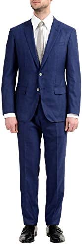 Hugo Boss “Huge6/Genius5 Men’s Linen Silk Wool Slim Blue Two Button Suit US