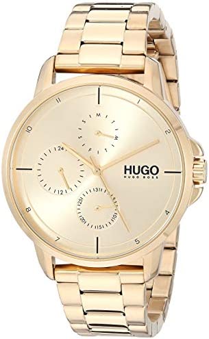 HUGO by Hugo Boss Men’s Quartz Watch with Stainless Steel Strap, Gold, 20 (Model…