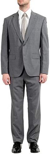 Hugo Boss “Jets4/Lenon1 Men’s 100% Wool Gray Two Button Suit Sz US 44R IT 54R