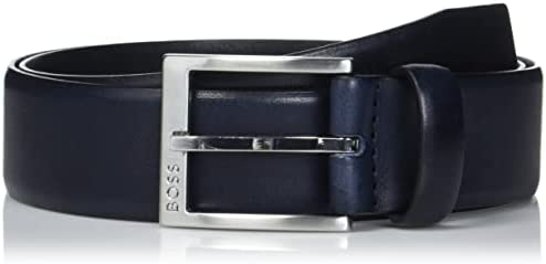 BOSS Men’s Smooth Leather Dress Belt, Captain Navy, one Size