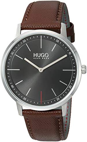 HUGO #Exist Unisex Quartz Stainless Steel and Strap Business Watch, Color: Brown…