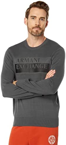 A|X ARMANI EXCHANGE Men’s Embossed Contrast Box Logo Sweater