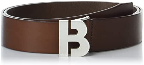 BOSS Men’s Bold Logo Smooth Leather Belt, Caramel Brown, one Size