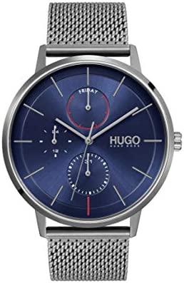 HUGO #Exist Men’s Multifunction Stainless Steel and Mesh Bracelet Business Watch…