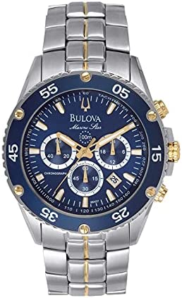 Bulova Men’s Marine Star Two-Tone Stainless Steel Chronograph Quartz Watch, Blue…
