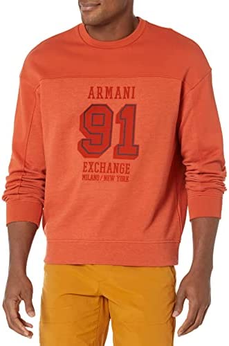 A|X ARMANI EXCHANGE Men’s 91 Logo Design Contrasting Sleeve Sweatshirt