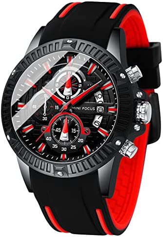 MF MINI FOCUS Men Watch, Chronograph Waterproof Sport Analog Quartz Watches Sili…
