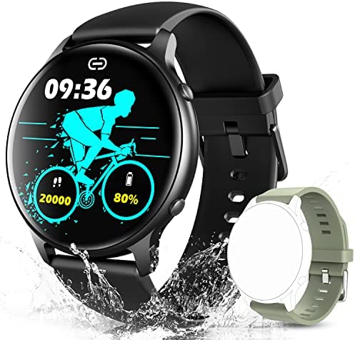Round Face Smart Watches for Men Women, 1.28″ HD LCD Smart Watch iPhone Compatib…