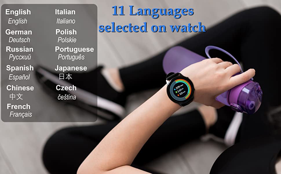 sport watch with 8 kinds of sport modes,3ATM IP68 waterproof 24/7 heart rate and oxygen tracking