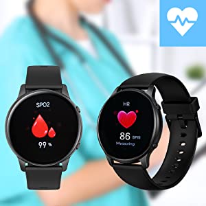 smartwatch for women men has health tracker such as heart rate blood oxygen monitor