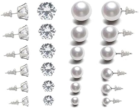 Zeayebsr 12 paia di orecchini da donna orecchini di perle bianche orecchini di z…