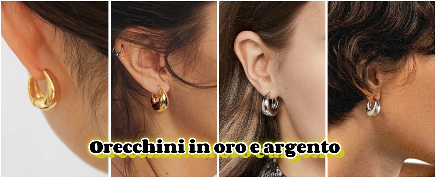 orecchini in oro e argento