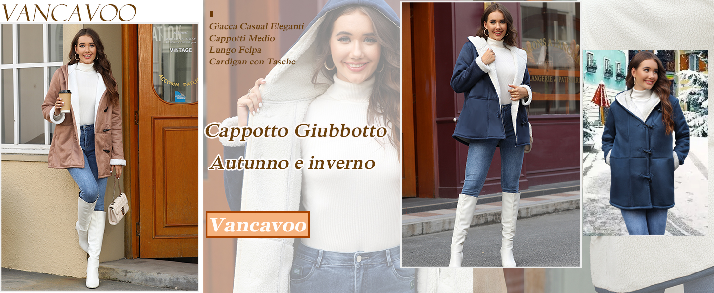 Vancavoo Cappotto Giubbotto Donna