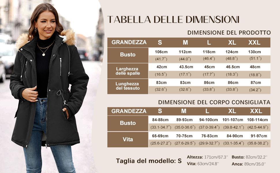 Taglie del casual cappotti invernali