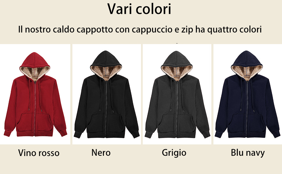 Felpa Donna con Zip e Cappuccio Flanella Caldo Hoodie Cerniera Donna Cappotto Sweatshirt