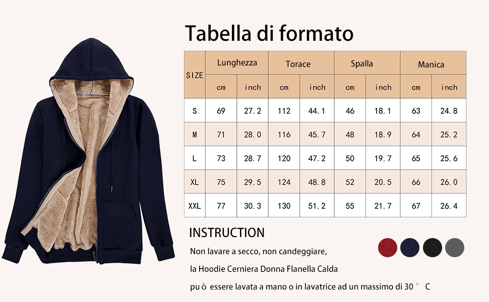 Felpa Donna con Zip e Cappuccio Flanella Caldo Hoodie Cerniera Donna Cappotto Sweatshirt