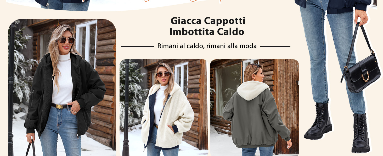 Manteaux à Capuche Manteau Femme Hiver Zippé Blouson Veste Polaire Jacket Chaud Épais Hoodie Chic