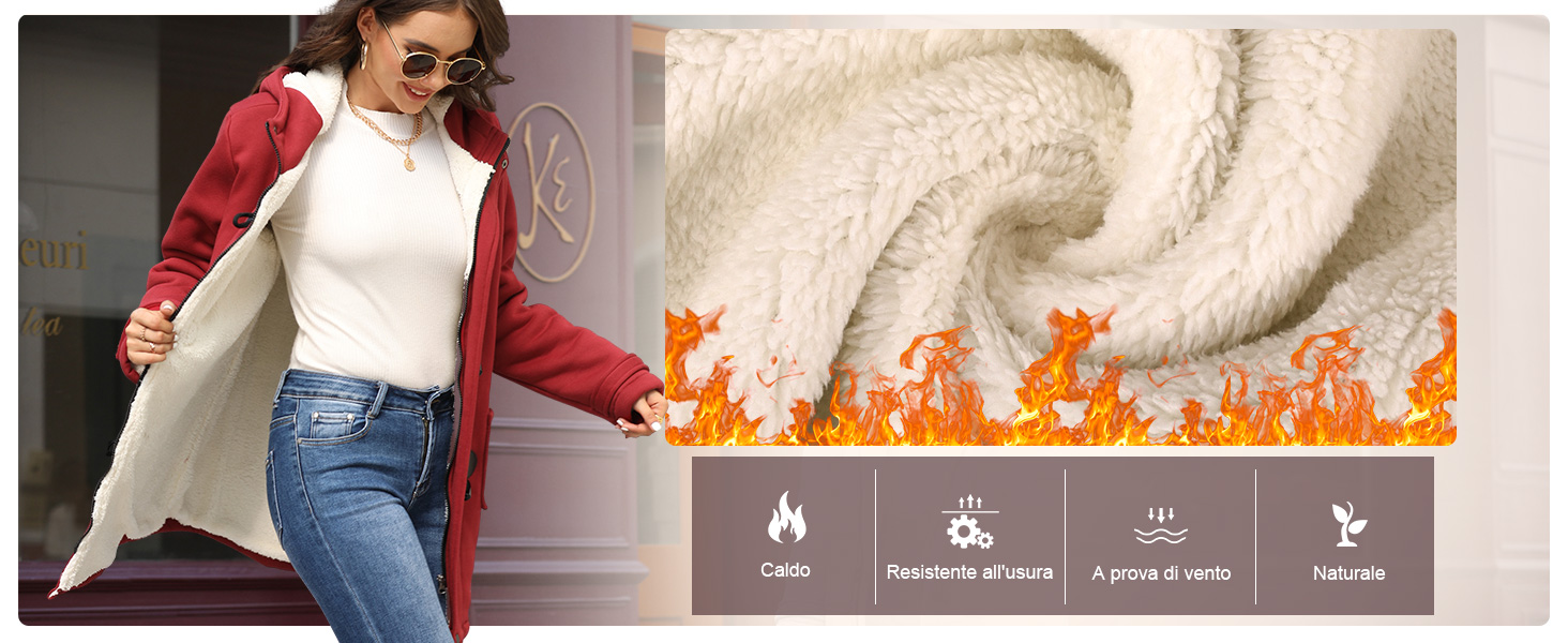 Cappotto Donna Felpa con Cappuccio Giacca Capispalla in Pile Caldo Hoodies Outwear Manica Lunga