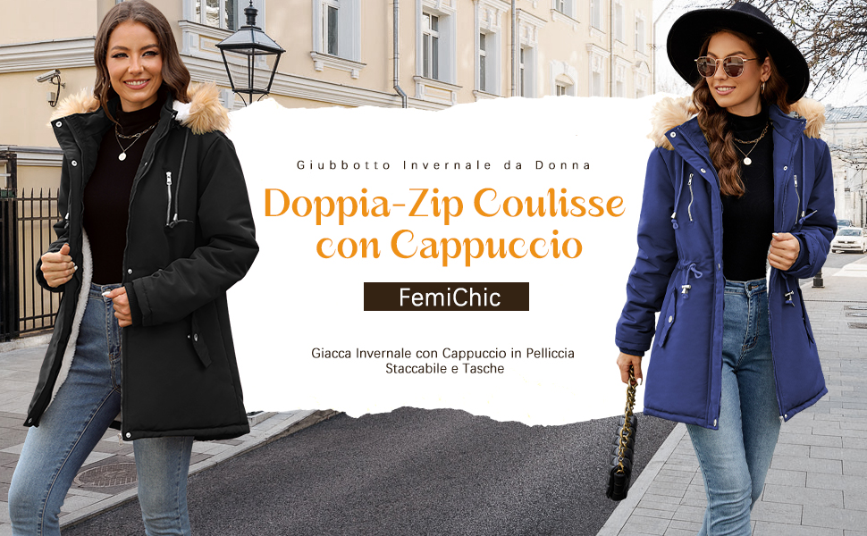 Giacca Parka in Pelliccia con Cappuccio