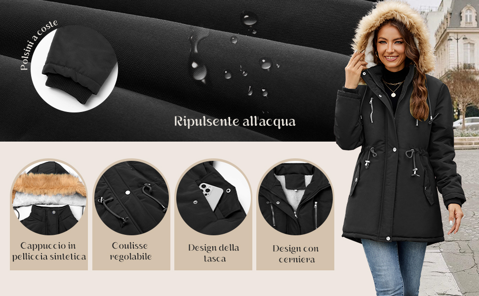 Materiale del parka donna invernale